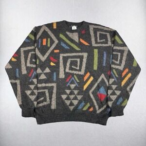 Waliki Sweater Mens Large 100% Alpaca Hair Geometric Bolivia Made Soft Pullover